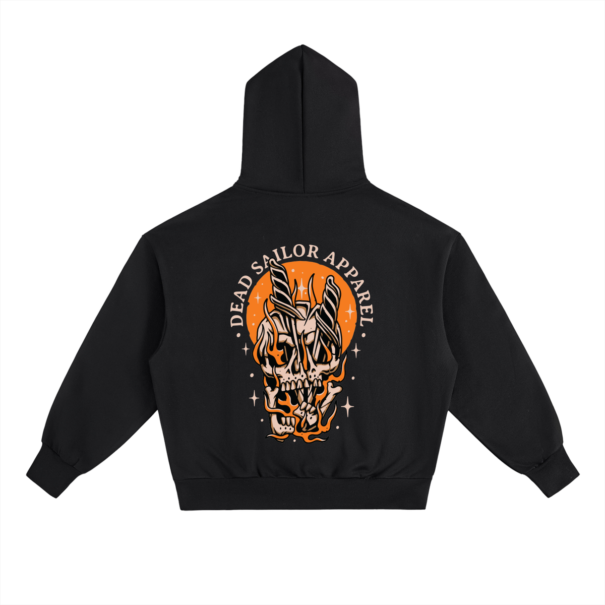 Hellfire Skull Hoodie – black, back print
